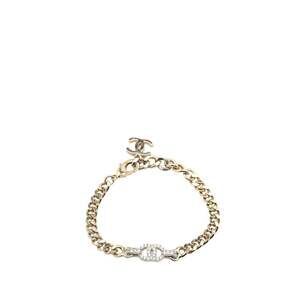 CHANEL Authentic Silver Logo Charm Bracelet